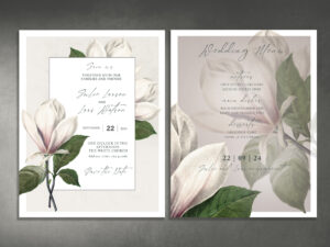 Wedding invitation with magnolies